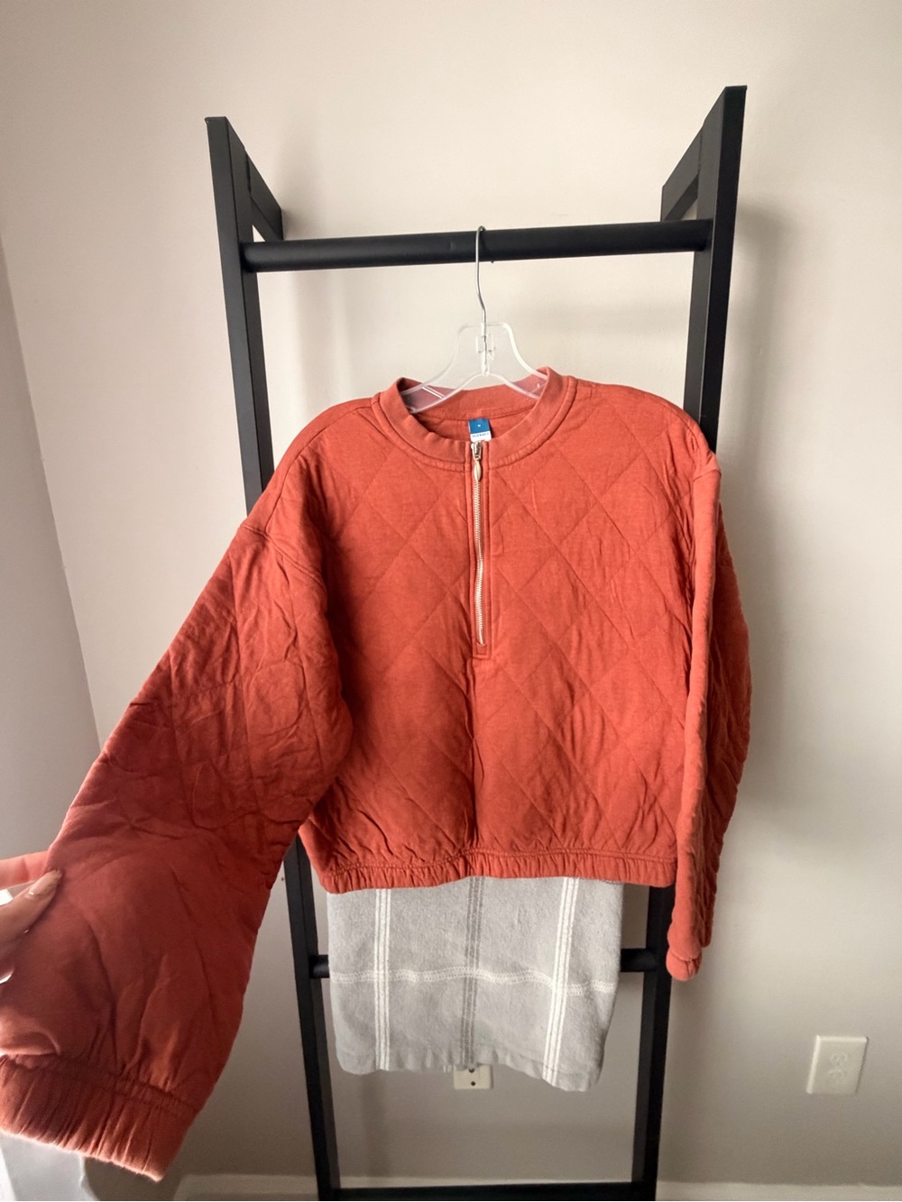 Old Navy Quilted Half-Zip Pullover Sweater - Rust Orange